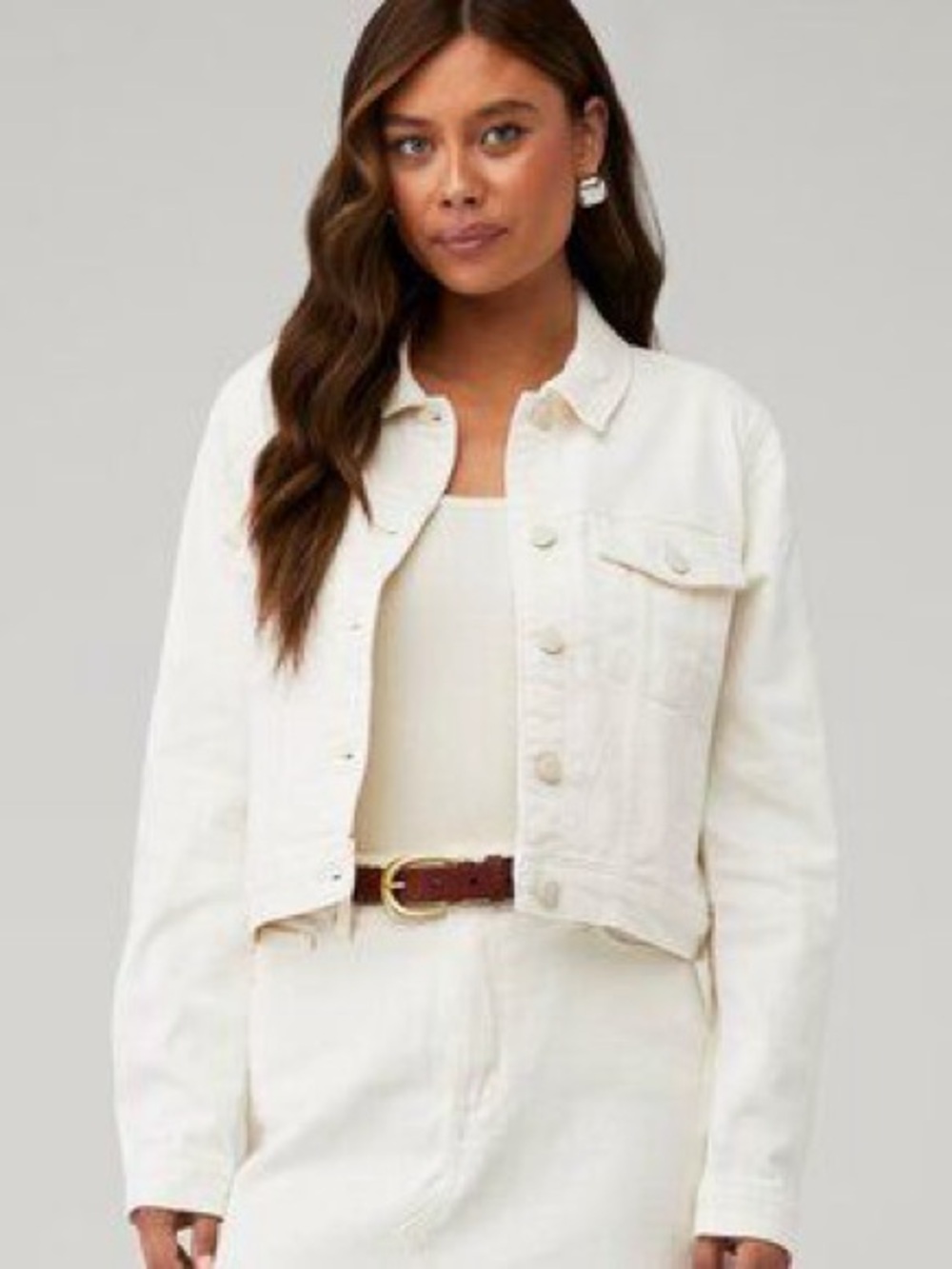 NWT Good American Soft Denim Jacket in Cloud White size medium